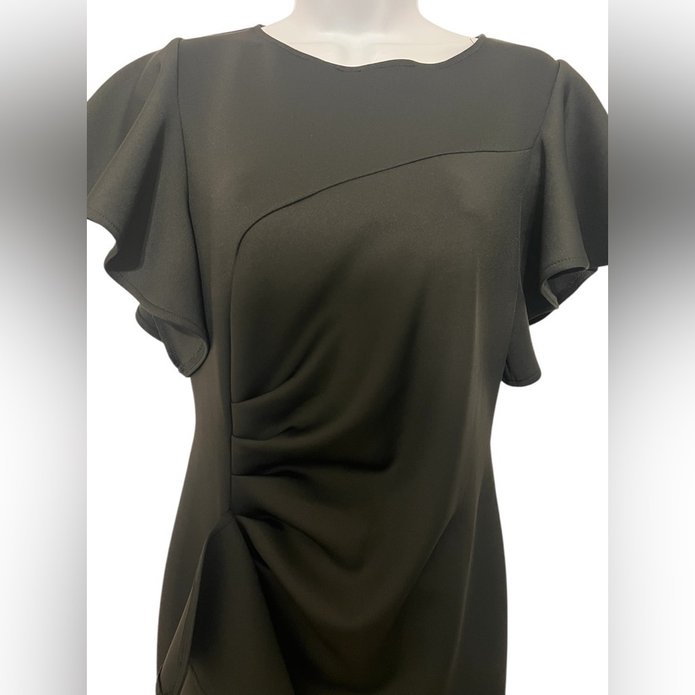 Chic Black Ruffle Midi Dress. Sz/L /NWOT - Picture 4 of 9